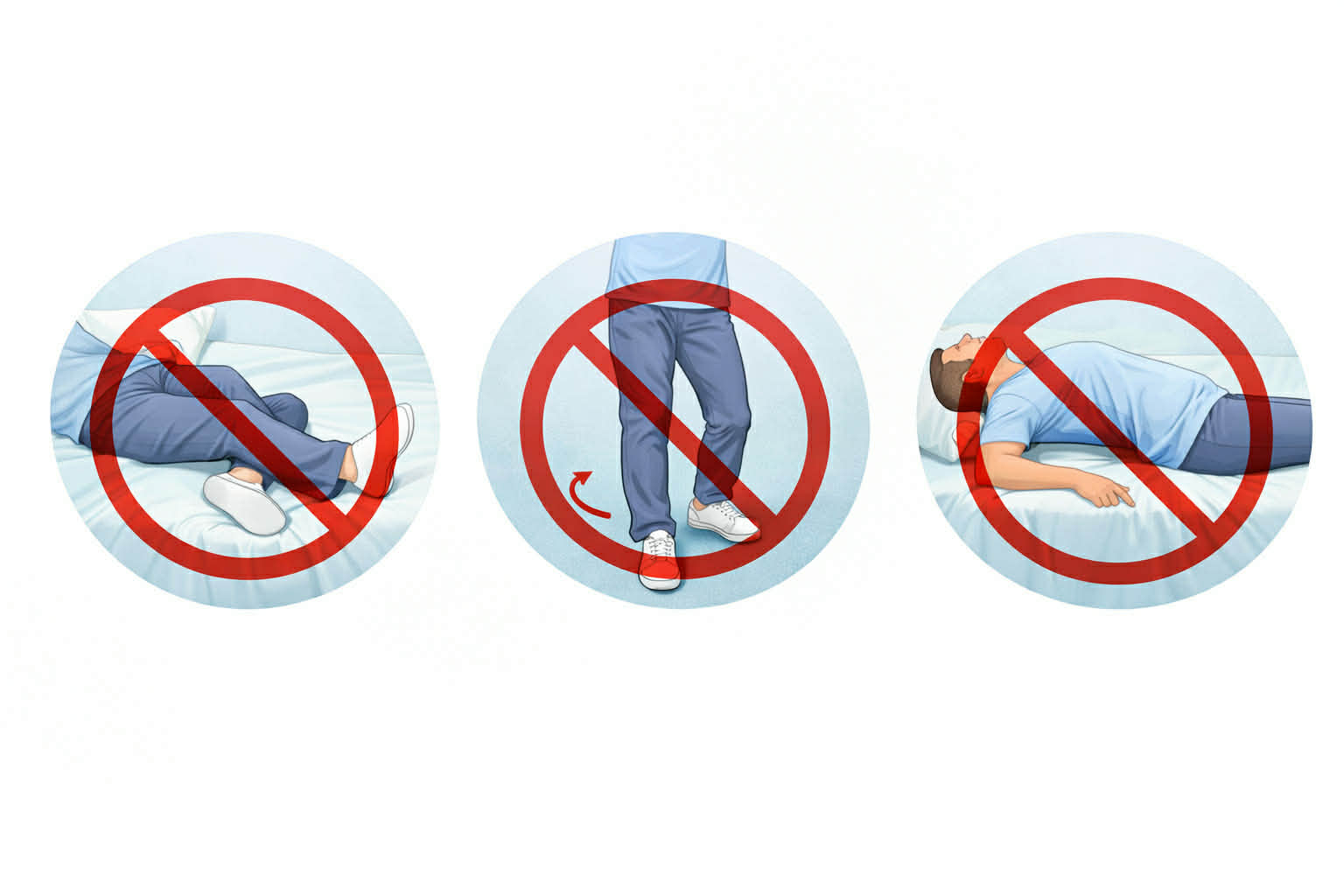 Illustration des mouvements à éviter pour la voie antérieure